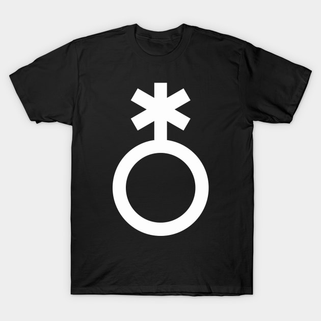 Nonbinary Symbol (white) T-Shirt by adrianimation